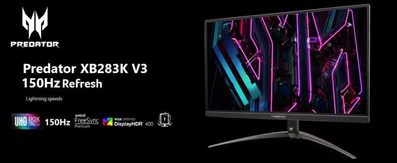 Acer Predator XB283K V3: игровой монитор 4K с поддержкой 150 Гц за 499 долларов