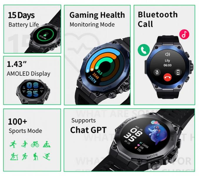 Black Shark S1 Pro — умные часы с защитой IP68, поддержкой FC и ChatGPT за $69