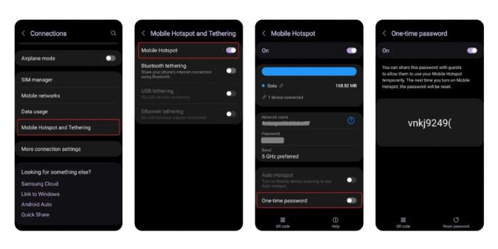 Больше никаких проблем с паролями: в One UI 6 добавлены одноразовые пароли для мобильных точек доступа
