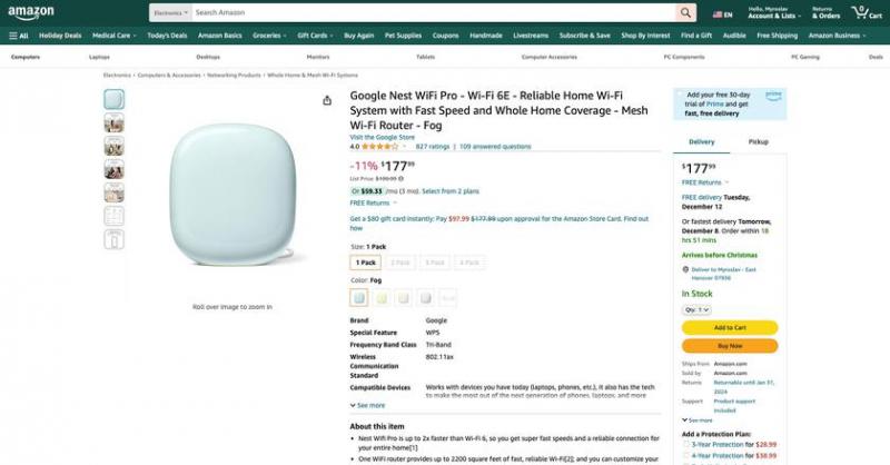 Google Nest WiFi Pro на Amazon: трехдиапазонный маршрутизатор с Wi-Fi 6E со скидкой до 41 доллара