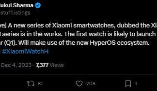 Новая линейка умных часов Xiaomi Watch H на HyperOS будет представлена в начале 2024 года