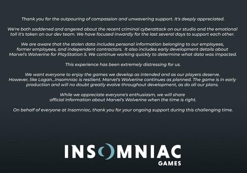 Подавлены, но не сломлены: команда Insomniac Games выступила с обращением о последствиях массовой утечки жизненно важной информации