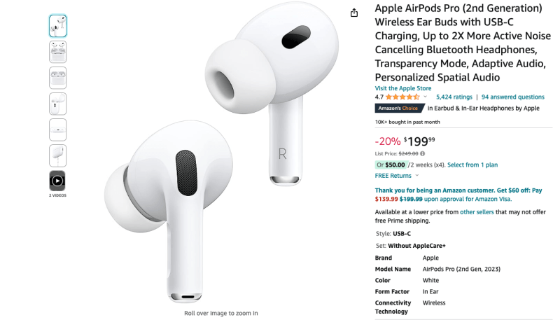 Сегодняшнее предложение: AirPods Pro 2 с USB-C со скидкой 50 долларов на Amazon