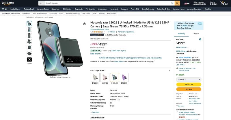 Сегодняшнее предложение: Motorola Razr 2023 на Amazon со скидкой 200 долларов