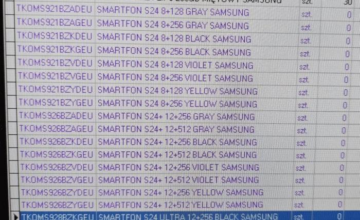 Samsung Galaxy S24 Предварительные цвета и данные памяти от Revegnus