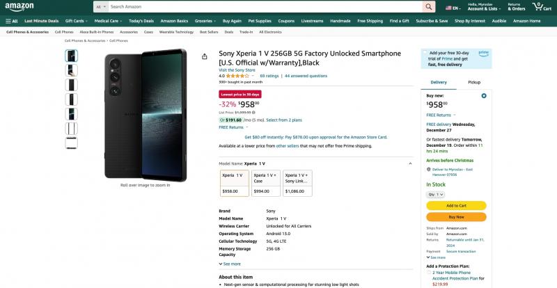 скидка в $441: флагман Sony Xperia 1 V можно купить на Amazon по акционной цене
