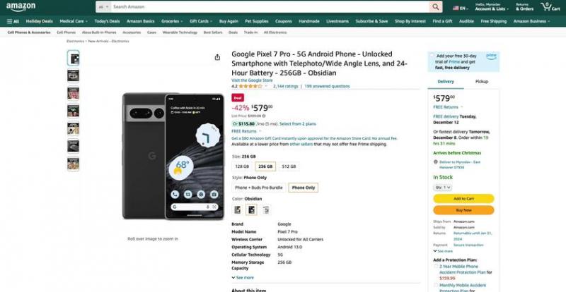 Скидка до 450 долларов: Google Pixel 7 Pro доступен на Amazon по рекордно низкой цене