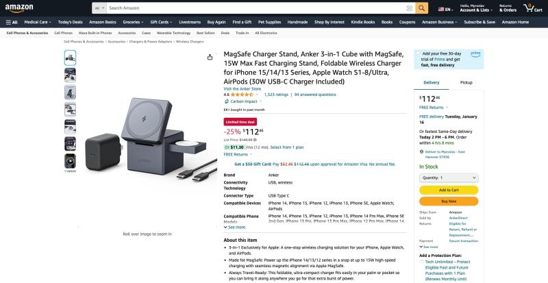 Anker 3-в-1 Cube на Amazon: док-станция с поддержкой MagSafe для iPhone, Apple Watch и AirPods теперь со скидкой 37 долларов