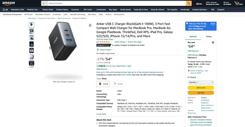 Anker PowerPort 736 Nano II: 3-портовое зарядное устройство мощностью 100 Вт за 54,99 доллара США (скидка 27%) на Amazon