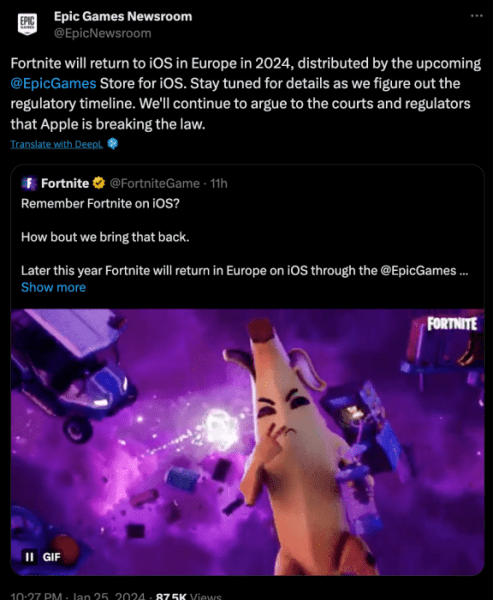 Epic Games объявила, что Fortnite возвращается на iPhone!