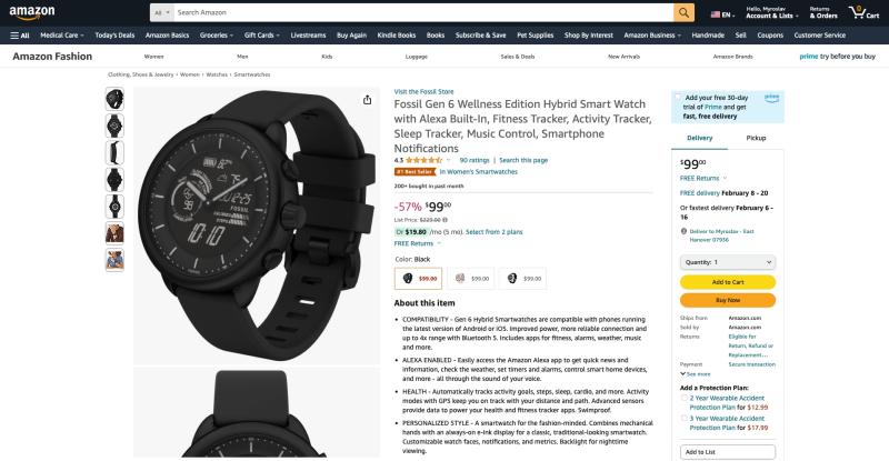 Fossil Gen 6 Hybrid Wellness Edition доступен на Amazon со скидкой 130 долларов