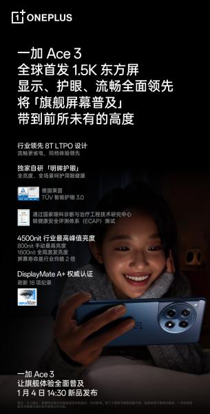 OnePlus Ace 3: OLED-дисплей LTPO з частотою 120 Гц, чіп Snapdragon 8 Gen 2, камера 50 МП, акумулятор ємністю 5500 мАг та зарядка 100 Вт від 365 доларів