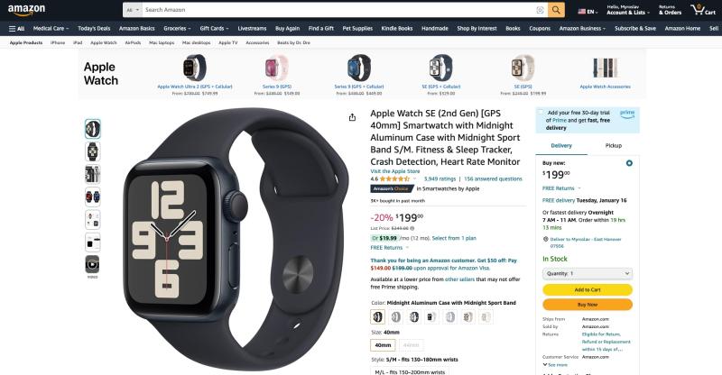 Сегодняшнее предложение: Apple Watch SE 2 со скидкой 50 долларов на Amazon