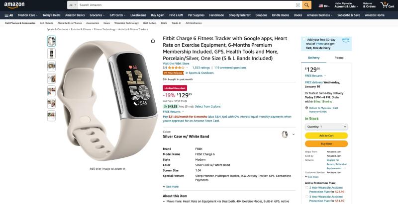 Сегодняшнее предложение: Fitbit Charge 6 со скидкой 30 долларов на Amazon