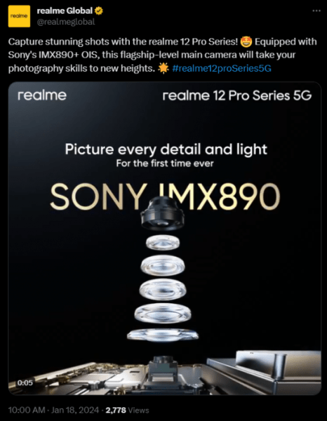Realme готовится выпустить свою серию 12 Pro 29 января. Камера круче, чем у Samsung Galaxy S24 Ultra!