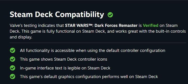 Ремастер культового шутера «Звездные войны: Темные силы» будет полностью совместим со Steam Deck с первого дня выпуска