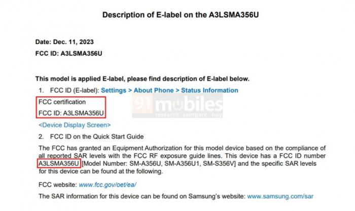 Samsung Galaxy A35 5G получил сертификацию FCC и скоро дебютирует.