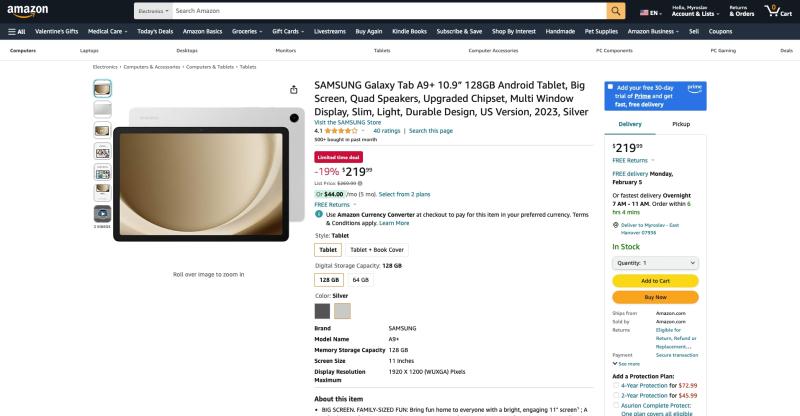 Samsung Galaxy Tab A9+ с 11-дюймовым экраном с частотой 90 Гц, чипом Snapdragon 695 и динамиками AKG продается на Amazon со скидкой 50 долларов