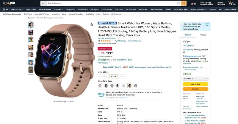 скидка 20 долларов: Amazfit GTS 3 доступны на Amazon по рекламной цене