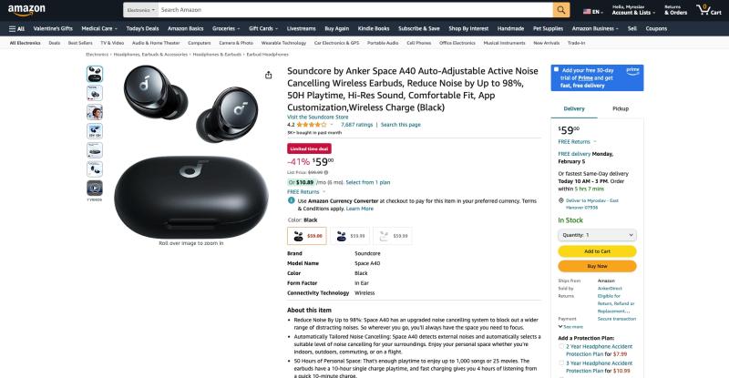 Скидка 40 долларов: Anker Space A40 Soundcore с адаптивным шумоподавлением доступен на Amazon за 59 долларов