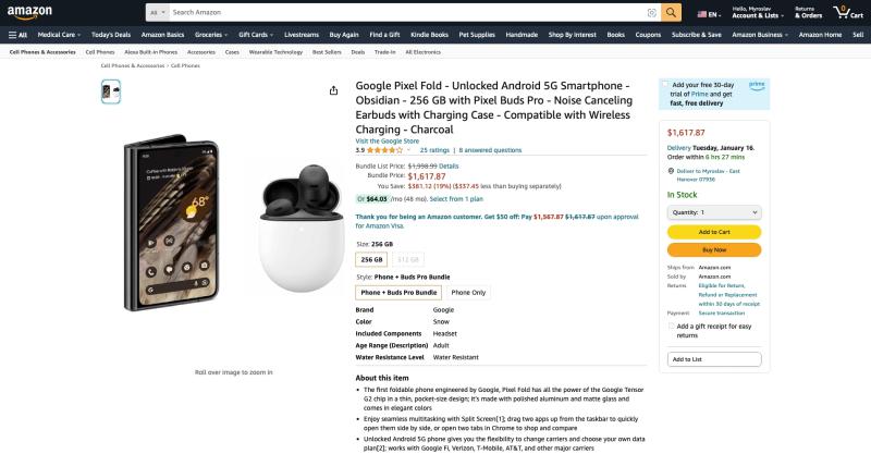 Вместе дешевле: комплект Google Pixel Fold и Pixel Buds Pro доступен на Amazon со скидкой 381 доллар