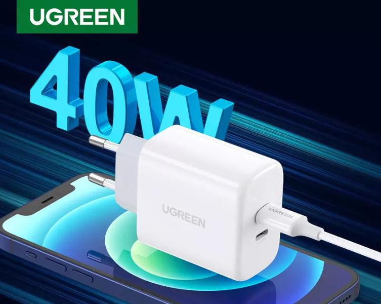 Зарядное устройство UGREEN с двумя портами USB-C и мощностью 40 Вт можно купить на Amazon со скидкой 26
