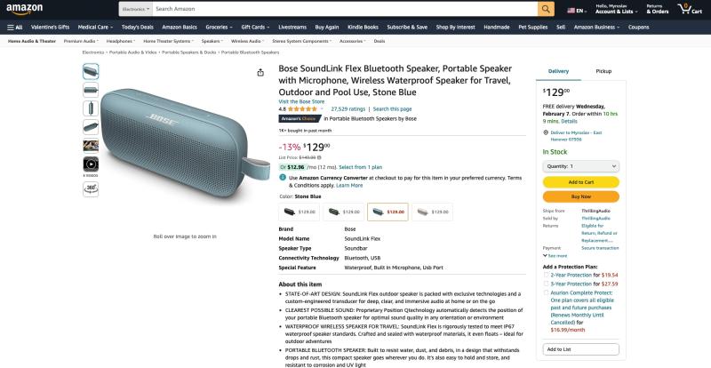 Bose Soundlink Flex: беспроводной динамик IP67 за 129 долларов (скидка 20 долларов) на Amazon