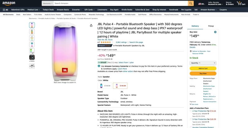 JBL Pulse 4 с подсветкой доступен на Amazon за 149 долларов (скидка 100 долларов