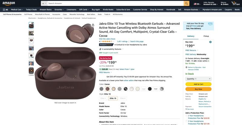 Большое весеннее предложение Amazon: Jabra Elite 10 с шумоподавлением и пространственным звуком за 199 долларов США (скидка 50 долларов США)