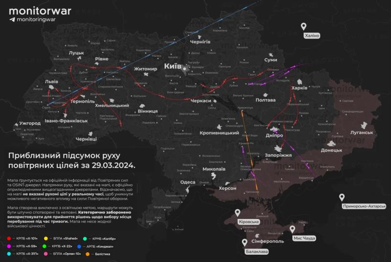 Нападение на Украину 29 марта: появилась карта полета ракет противника