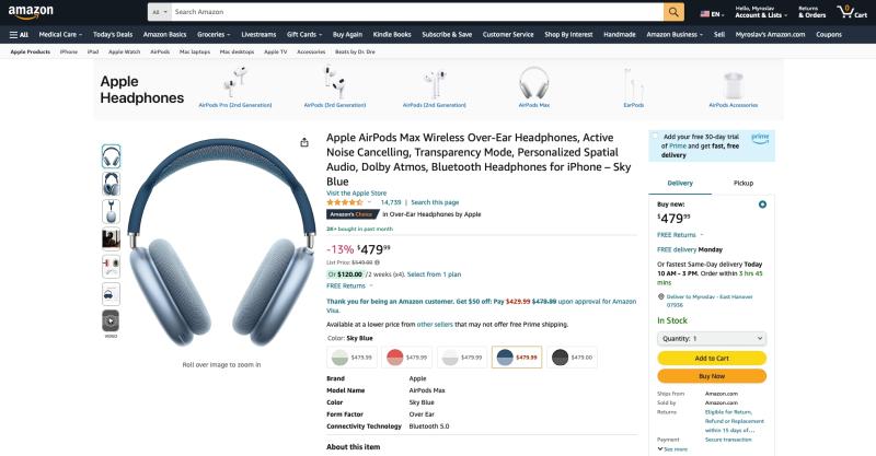 Сэкономьте 70 долларов: Apple AirPods Max доступны по рекламной цене на Amazon