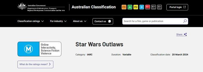 Star Wars Outlaws не для детей: в Австралии игре Ubisoft присвоен возрастной рейтинг