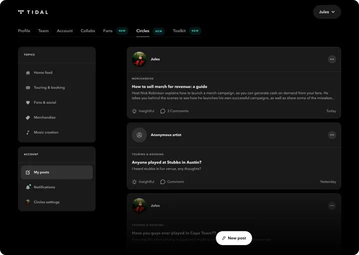 Tidal представляет Circles, новую социальную сеть для музыкантов