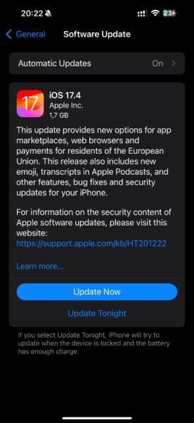 Вышла стабильная версия iOS 17.4: новые возможности