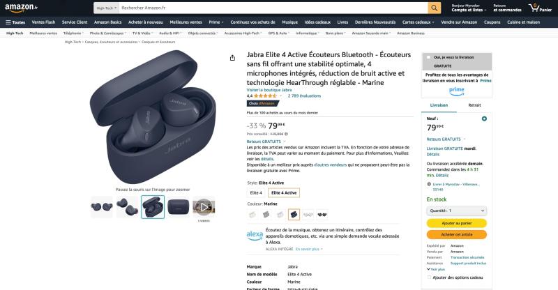 Jabra Elite 4 Active на Amazon: наушники с ANC и до 28 часов автономной работы доступны со скидкой 40 евро