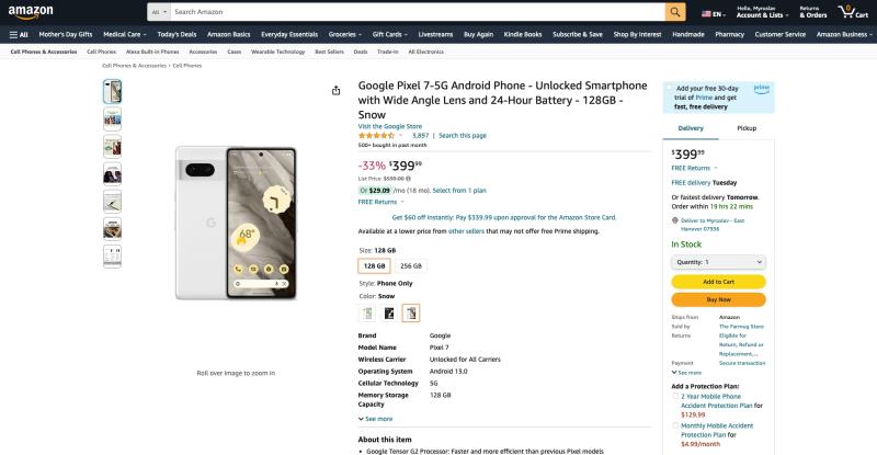 Не хотите платить большие деньги за Pixel 8? В настоящее время Amazon продает Pixel 7 со скидкой до 250 долларов