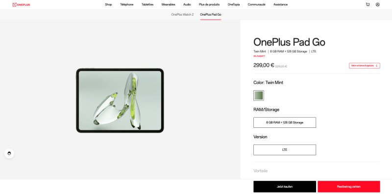 OnePlus Pad Go дебютировал в Европе: планшет с 2K-дисплеем на 90 Гц, чипом MediaTek Helio G99, LTE и ценой €299