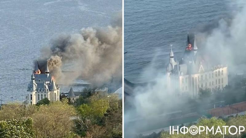 Ракетный обстрел Одессы: пылает "замок Гарри Поттера" - видео