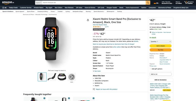 Redmi Smart Band Pro в продаже на Amazon: умный браслет с AMOLED-дисплеем, пульсоксиметром и автономией до 20 дней доступен со скидкой 25 евро