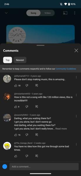 YouTube Music обновляет дизайн раздела комментариев на Android и iOS