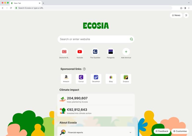 "Зеленая" поисковая система Ecosia запустила собственный браузер