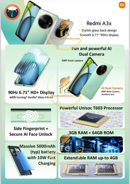 Дисплей на 90 Гц, чип Unisoc T603, батарея на 5000 мАч и Android 14 из коробки: в интернете появились основные характеристики Redmi A3x