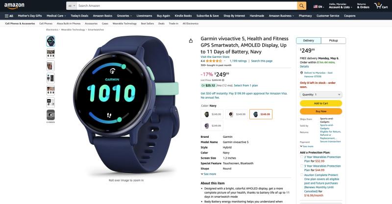 Garmin Vivoactive 5 с AMOLED-дисплеем, Garmin Pay и автономностью до 11 дней можно купить на Amazon со скидкой $50