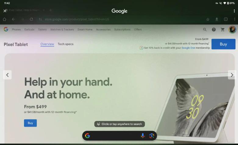 Google Circle to Search теперь доступен на планшетах Pixel