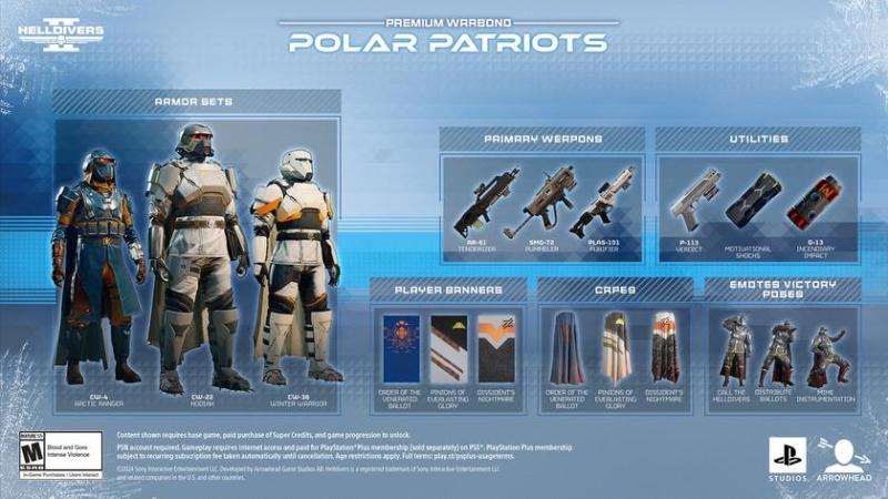 Helldivers 2 получила премиальный BattlePass "Polar Patriots", который добавляет новое оружие, броню и косметические предметы