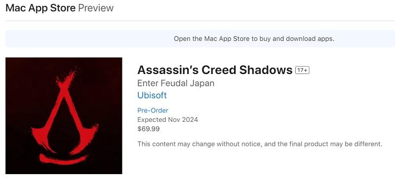 Отличная новость для пользователей Mac: Assassin's Creed Shadows выйдет на компьютерах Apple одновременно с другими платформами