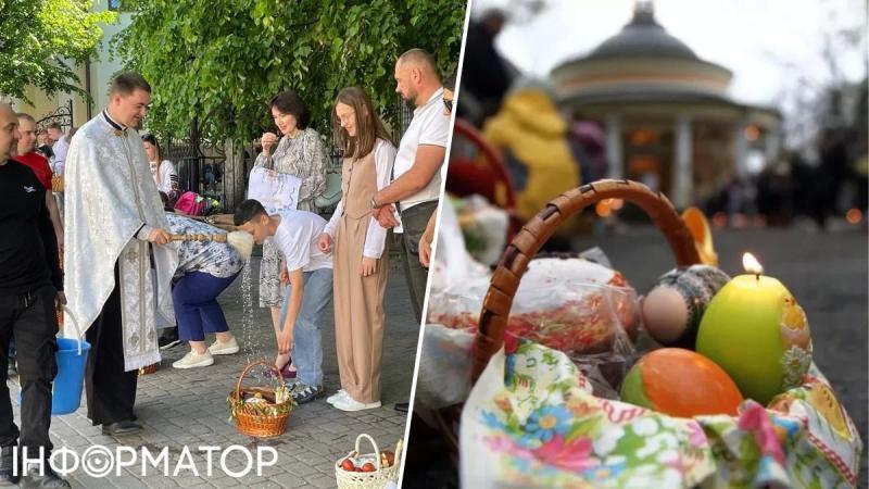 Пасха-2024: украинцы с корзинами по всей Украине массово стоят в очередях в храмы