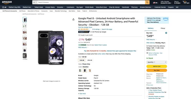 Предложение дня: Google Pixel 8 доступен на Amazon со скидкой $150