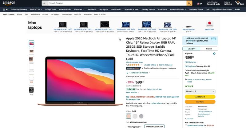 Предложение дня: MacBook Air с чипом M1 на Amazon за $699 (скидка $300)