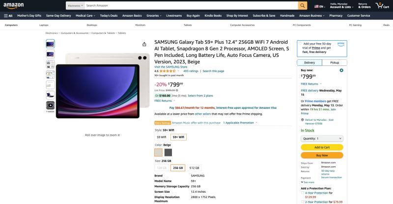 Samsung Galaxy Tab S9+ c большим экраном на 120 Гц и чипом Snapdragon 8 Gen 2 можно купить на Amazon со скидкой до $150